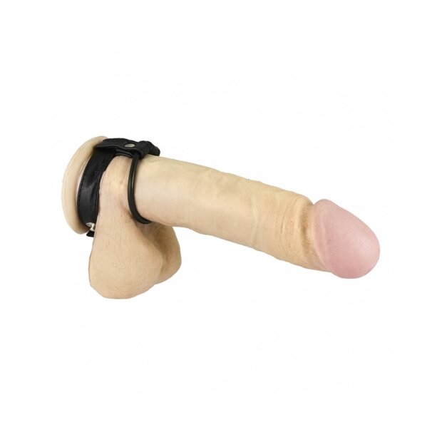 Rimba Cock Ring with Rubber Ring and Snap Buttons Black Ø 4 cm