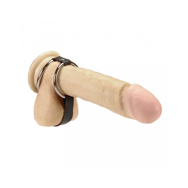 Rimba Penis and Balls Rings with Ball Divider Black Silver Ø 3.5 and 5.0 cm