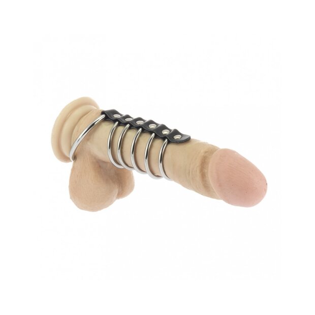 Rimba 5 Penisringe und Hodenring aus Metall Silber Schwarz Ø 4–5 cm