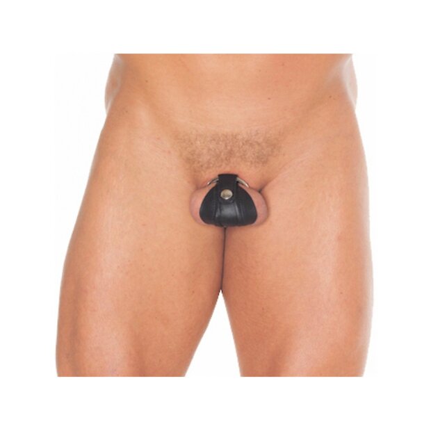 Rimba Penis Chastity Cage with Ring Silver Black Ø 5 cm