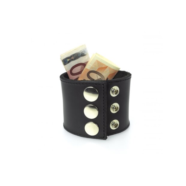 Rimba Bracelet avec Pochette à Argent et Boutons-Pression Noir