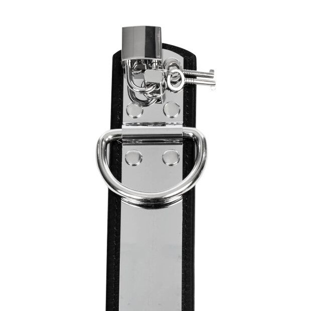 Rimba Menottes en Cuir avec Cadenas Argent Noir