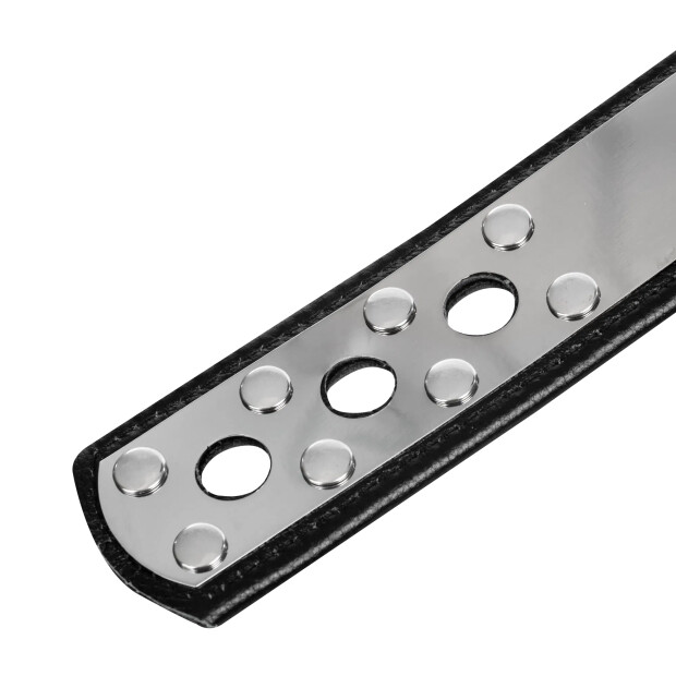 Rimba Menottes en Cuir avec Cadenas Argent Noir