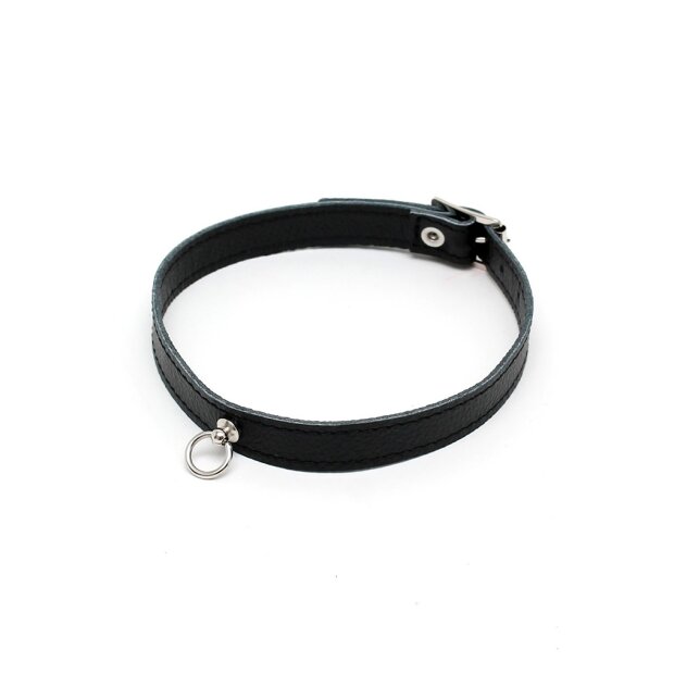 Rimba Schmales Halsband mit Ring Schwarz