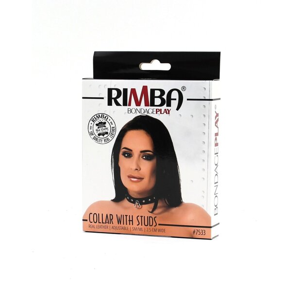 Rimba Simple Collar Decorated with Studs Black S-M