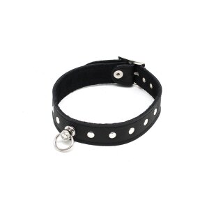 Rimba Simple Collar Decorated with Studs Black S-M