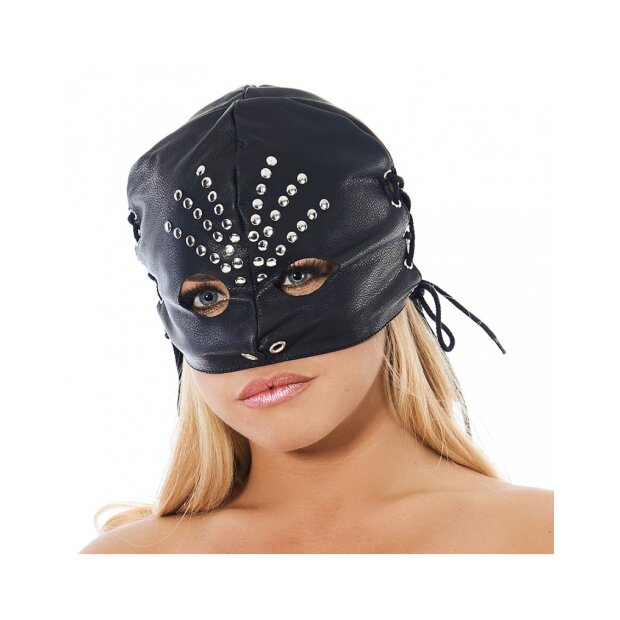 Rimba Maske verziert mit Nieten Schwarz One Size