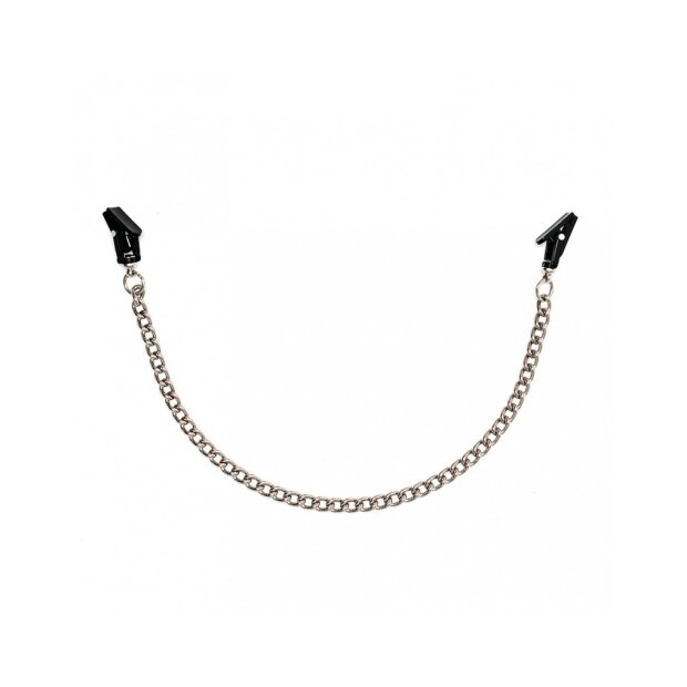 Rimba Breast Clamps with Chain Silver Black 2 Pieces