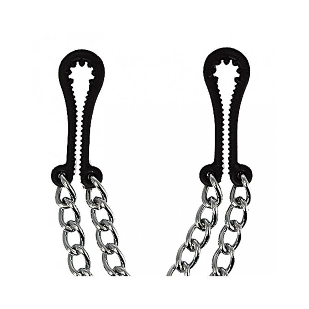 Rimba Plastic Nipple Clamps with Metal Chain Black Silver 2 Pieces