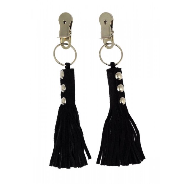 Rimba Nipple clamps with little leather whip attached