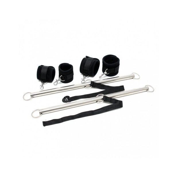 Rimba Spreizstange mit weichen Fesseln Schwarz Silber 50 cm