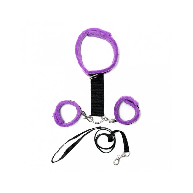 Rimba Soft Bondage Collar with Hand Cuffs Multicolour