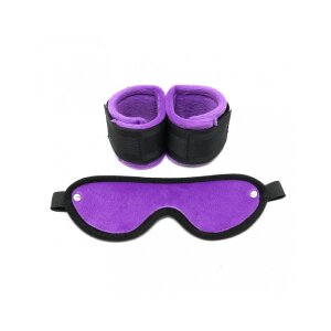 Rimba Menottes de bondage souple avec masque Violet Noir