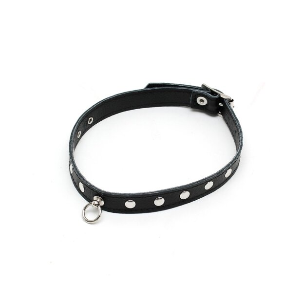 Rimba Collier avec anneau et clous Noir 32-44 cm