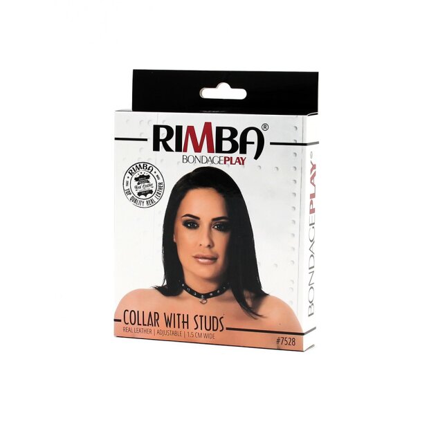 Rimba Collier avec anneau et clous Noir 32-44 cm