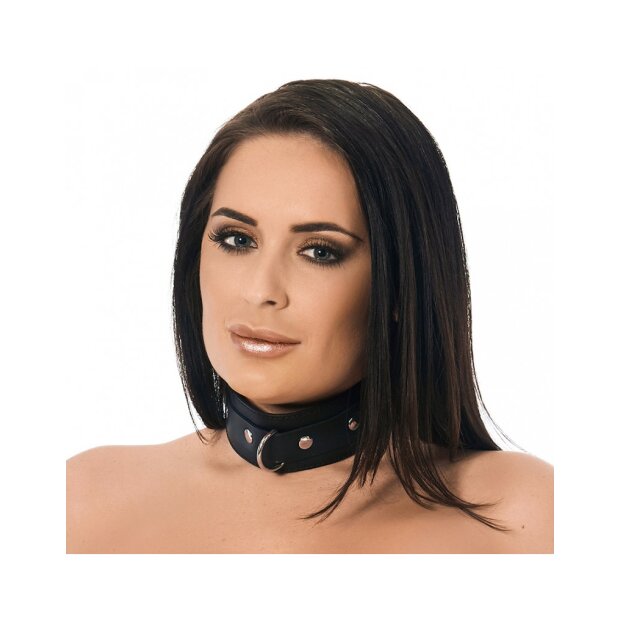 Rimba Collier en cuir avec anneau en D Noir 36–48 cm