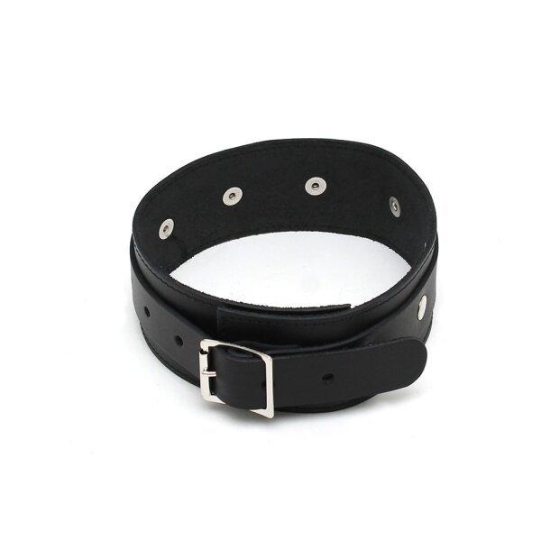 Rimba Collier en cuir avec anneau en D Noir 36–48 cm