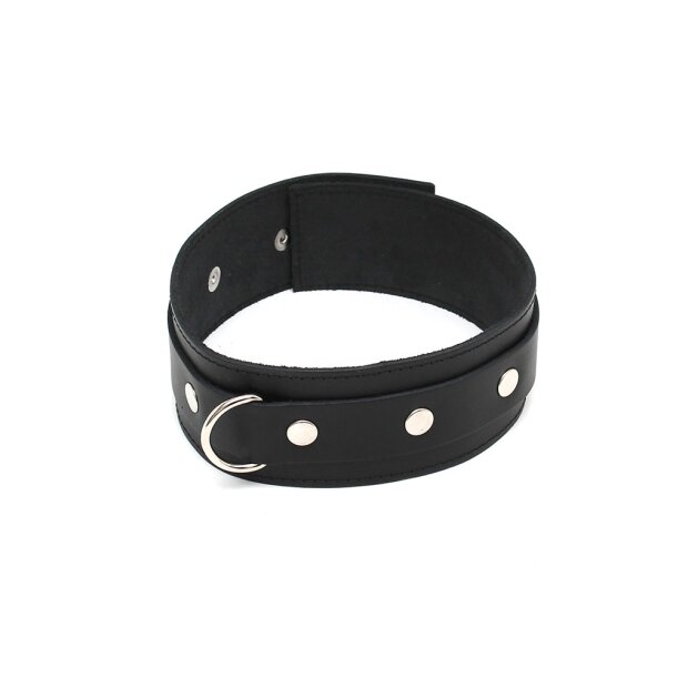 Rimba Leather Collar with D-Ring Black 48–58 cm
