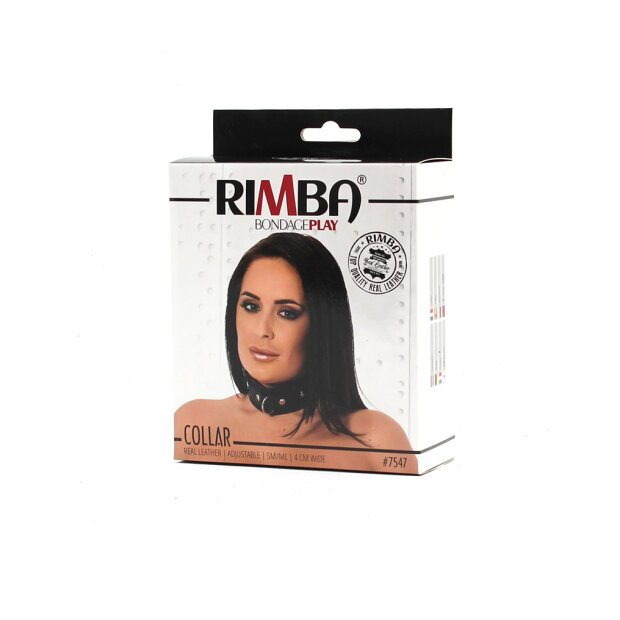 Rimba Leather Collar with D-Ring Black 48–58 cm