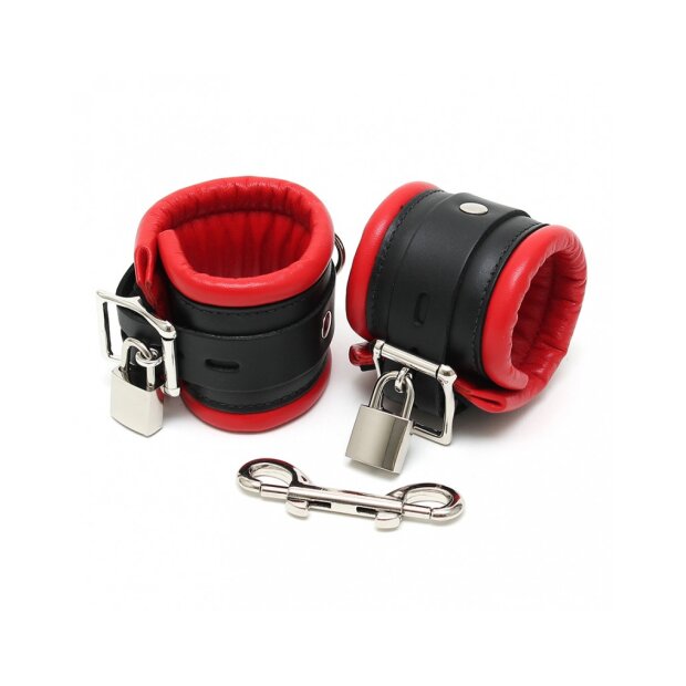 Rimba Menottes de cheville rembourrées avec cadenas Noir Rouge