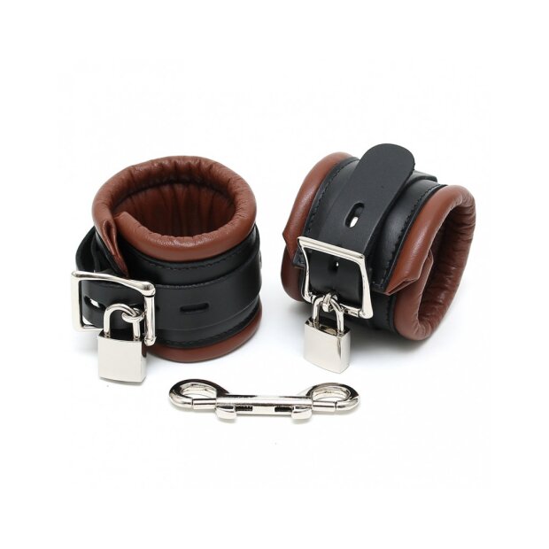 Rimba Padded Ankle Cuffs with Locks Black Brown