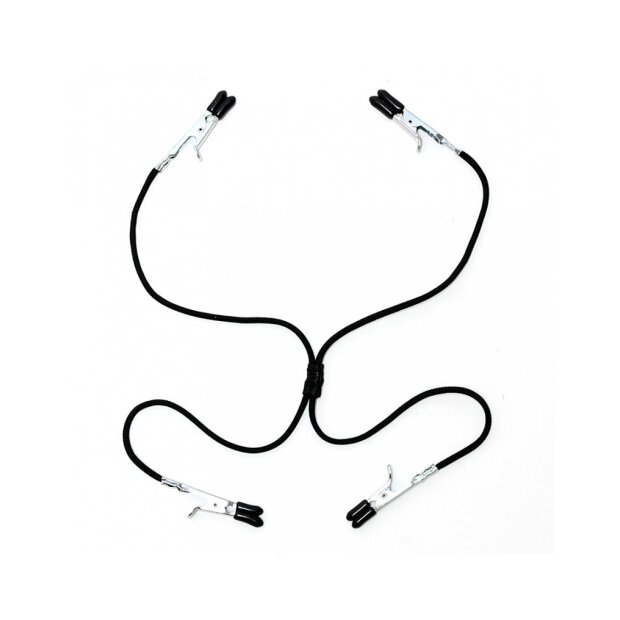 Rimba Nipple and Labia Clamps with Elastic Band Black Silver