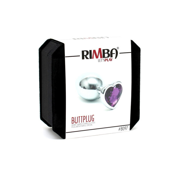 Rimba Analplug mit herzförmiger Basis Silber Lila Ø 3 cm