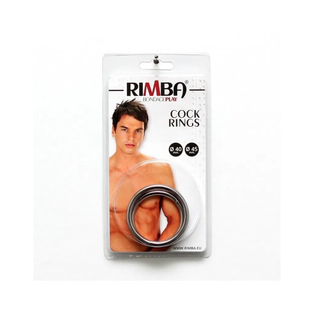Rimba 2-Piece Metal Cock Ring Set Silver Ø 4.0-4.5 cm