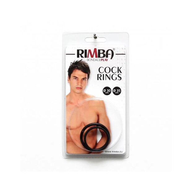 Rimba Rubber Cock Ring Set Black Ø 3-3.5 cm