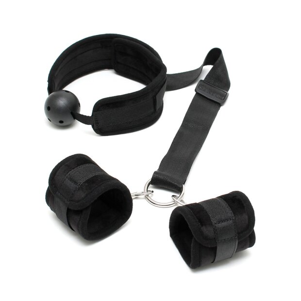 Rimba ball gag with handcuffs black Ø 4.5 cm