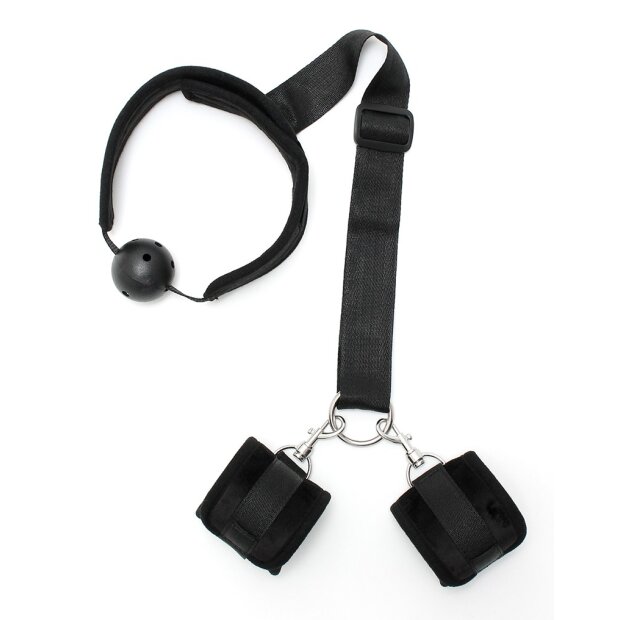 Rimba ball gag with handcuffs black Ø 4.5 cm