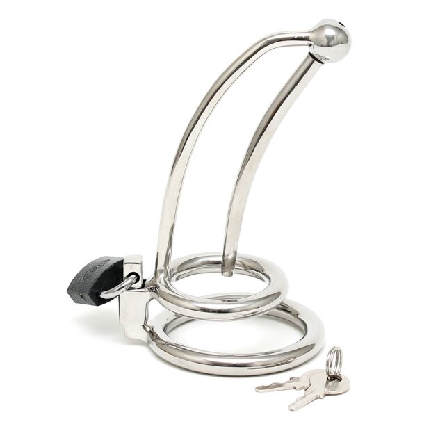 Rimba Penis Lock with Curved Urethral Tube Silver Ø 5 cm