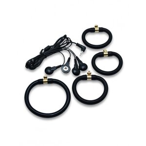 Rimba Electro set silicone cock rings. uni polar