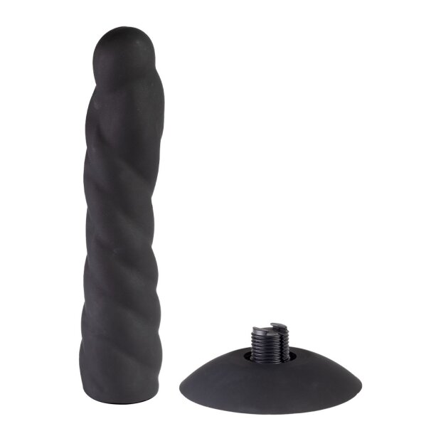 Rimba Latex Play - Exchangeable Dildo for Strap-on with Sucking Cup - Black