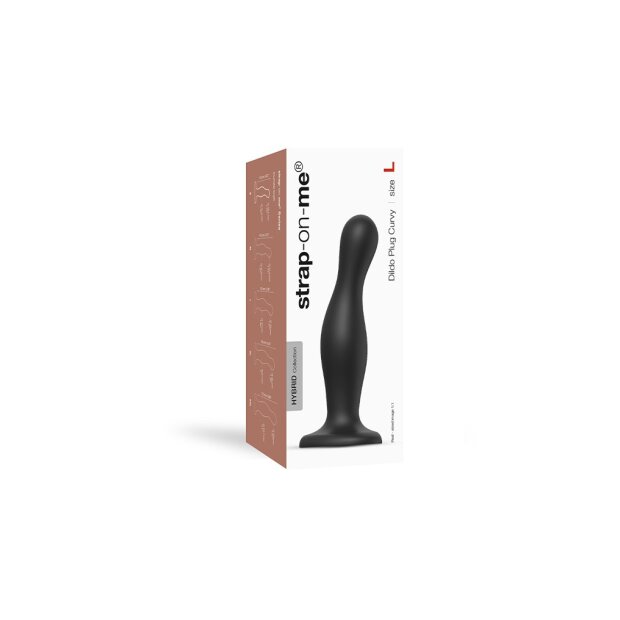 Strap-On-Me - Dildo Plug Curvy Size L - Black - 16.5 cm