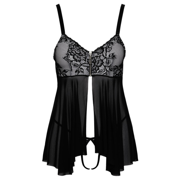 Cotelli Collection babydoll and thong black white S