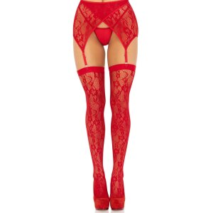 Leg Avenue Lace thigh highs & garterbelt rouge O/S