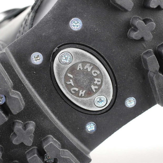 OUTLET Angry Itch 10-Loch 3-Buckle Leder Stiefel Schwarz Größe 47