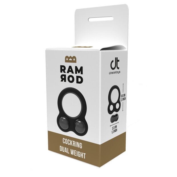 Dream Toys Ramrod cock ring with 2 weighted balls black