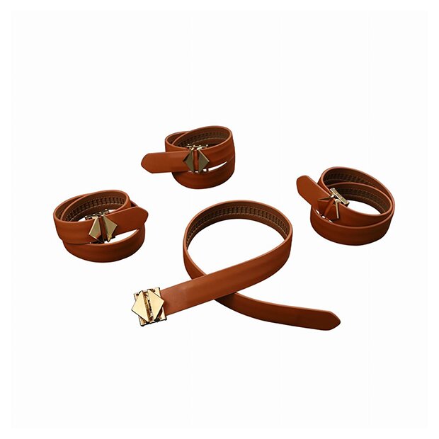 LOCKINK - 8-Bondage-Straps Restraint Set - brown