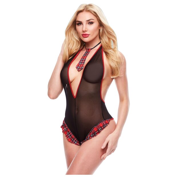 Teachers Pet 2Pc See Thru Crotchless Schoolgirl Teddy Set, S/M