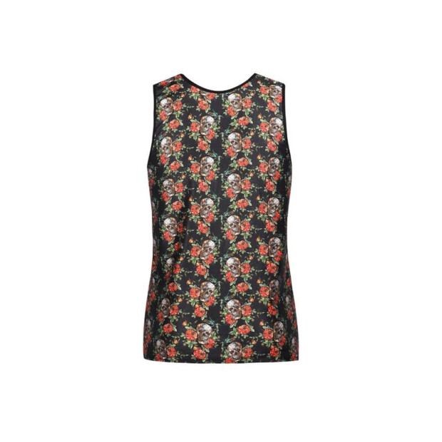 ANAIS Men Power Top with red roses and skulls black S