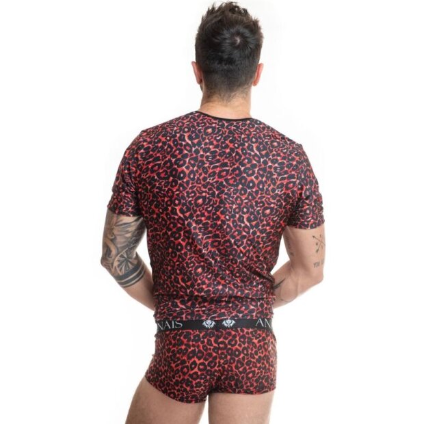ANAIS Men Tribal T-shirt with animal print red S