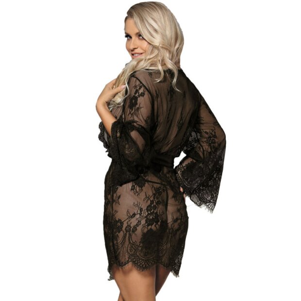 Subblime kimono transparent with lace black S/M