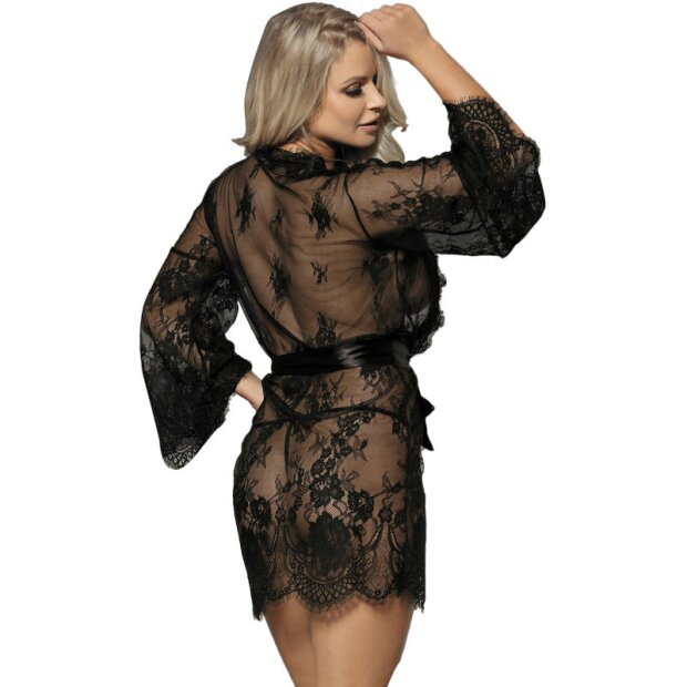 Subblime kimono transparent with lace black S/M