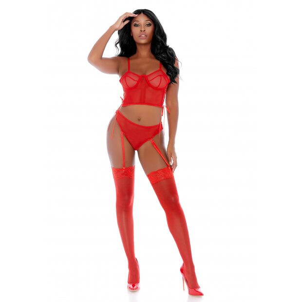 Forplay Ring Me Up Bustier Bra Set red S