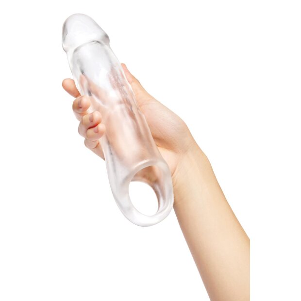 Size Up Clear View Penis Extender With Ball Loop Extra Girthy Penishülle Transparent 23,9 cm ⌀ 5,6 cm