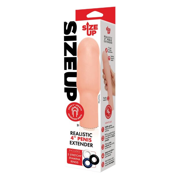 Size Up 4 Inch Extra Realistic Penis Extender Flesh