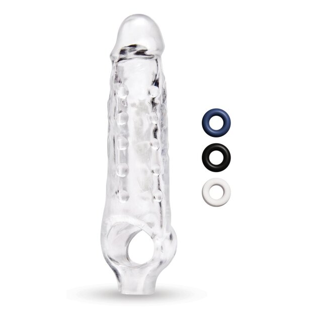 Size Up Clear View Studded Penis Extender With Ball Loop