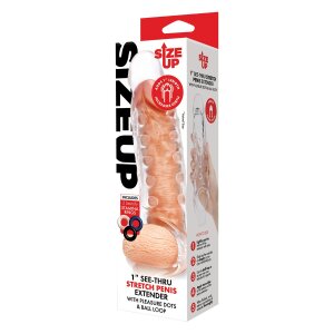 Size Up Clear View Studded Penis Extender With Ball Loop